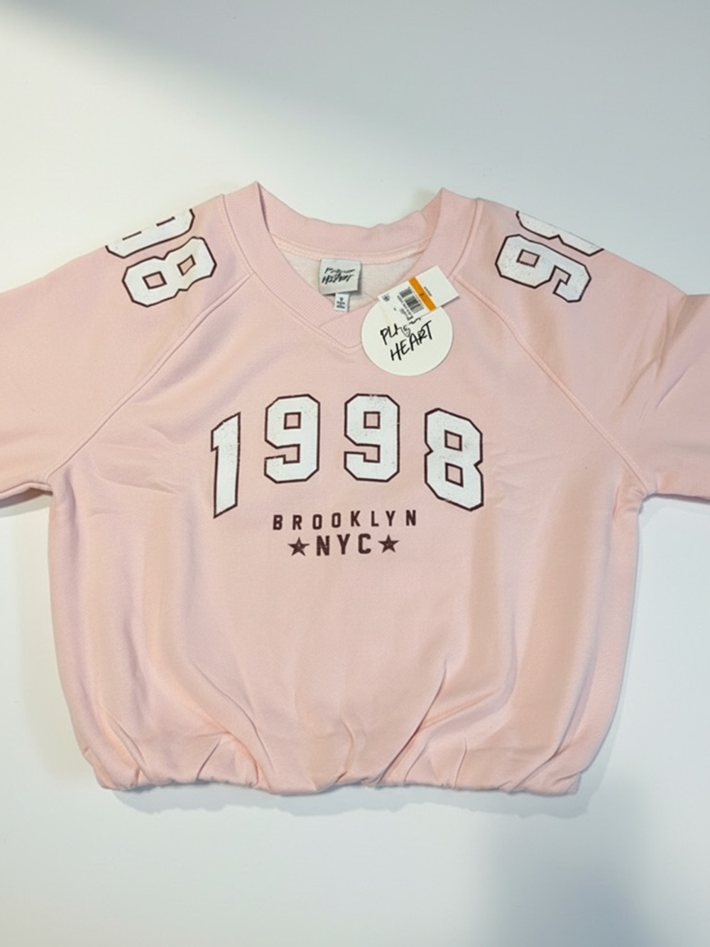 Planet gold- Pink '1998 Brooklyn NYC' Pullover Sweatshirt Y2K Size S - Picture 3 of 7